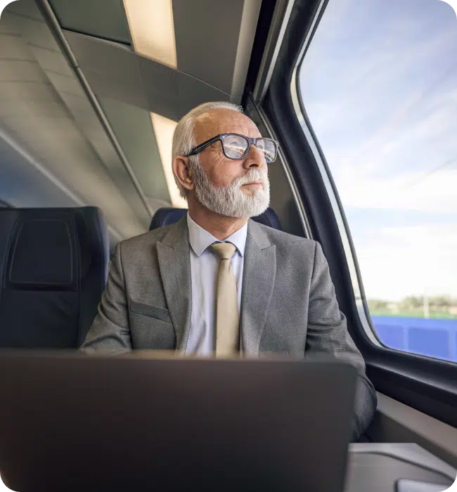 Business man-commuting on train