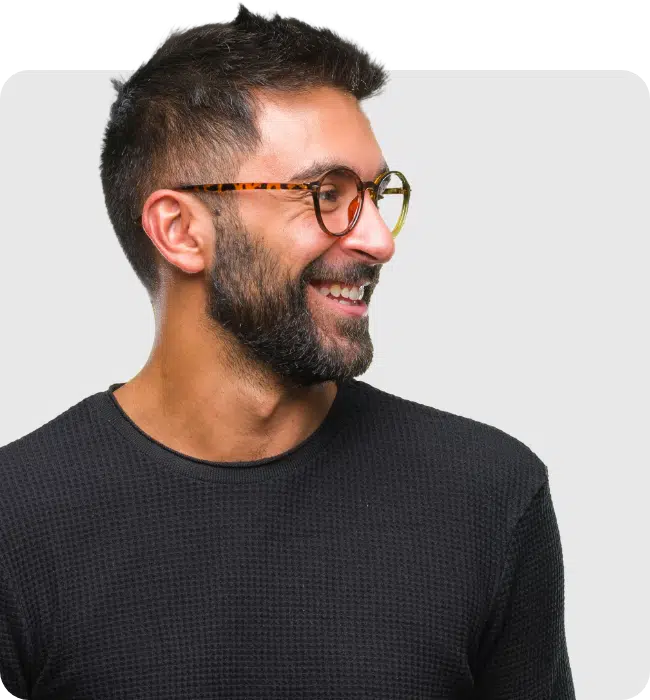 man with glasses on