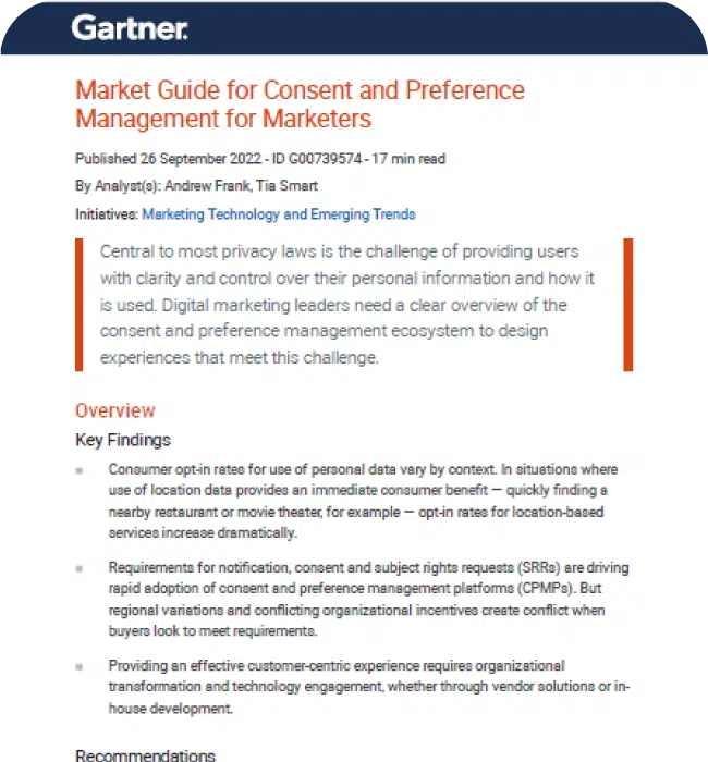 Gartner Market Guide for Consent and Preference Management for Marketers
